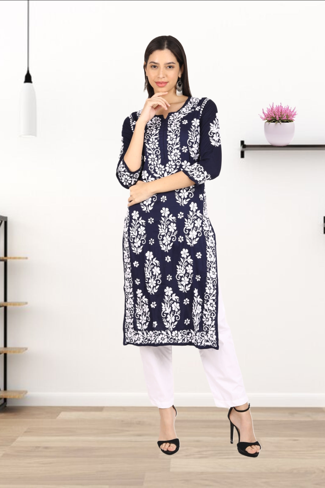 Blue Velvet Kurti with Pants, Machine Wash, Size: Xs-xxl at Rs 1395/piece  in Jaipur